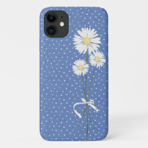 Capa Para iPhone 11 buquê de margarida branca em pontos de alfinete