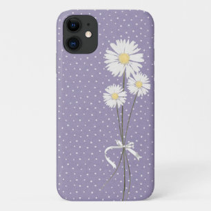 Capa Para iPhone 11 buquê de margarida branca no padrão do ponto de al
