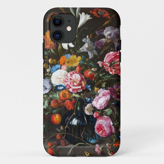 Capa Para iPhone 11 Buquê de Rosas Noturnos Moody Florals (Verso)
