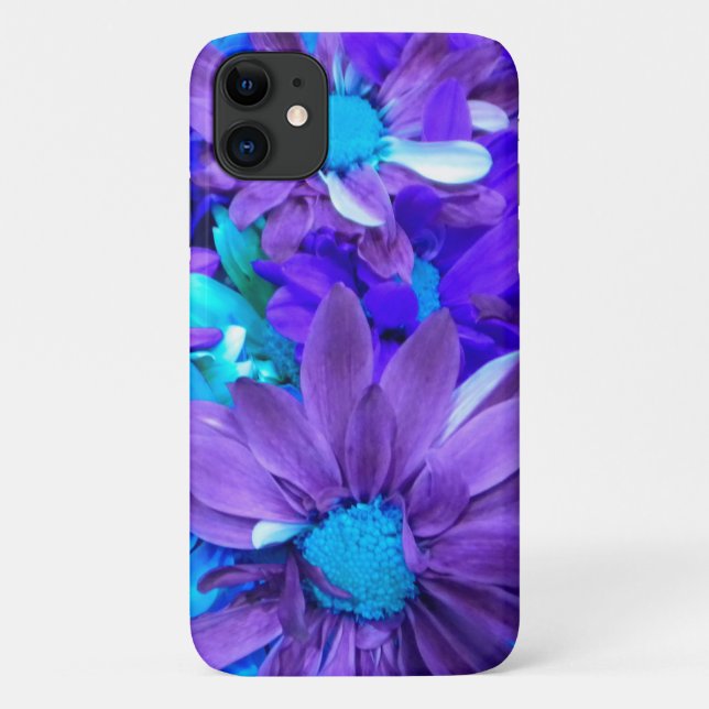 Capa Para iPhone 11 Buquê roxo N Turquesa (Verso)