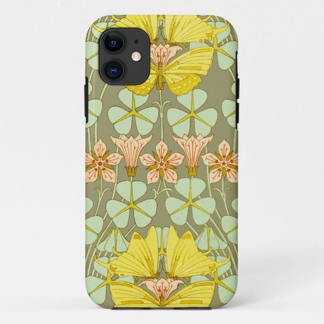 Capa Para iPhone 11 Butterfly Floral Botânica Colorida (Verso)