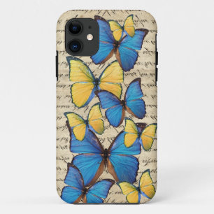 Capa Para iPhone 11 Butterrflies azuis & amarelos