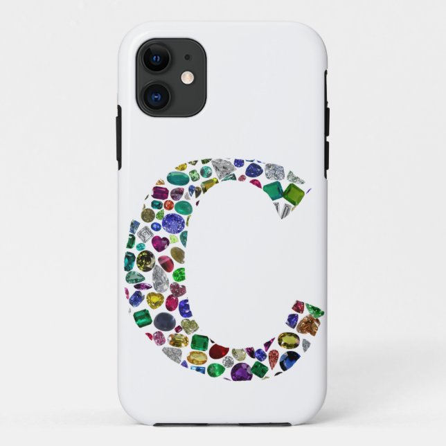 Capa Para iPhone 11 C Design inicial de gem (Verso)