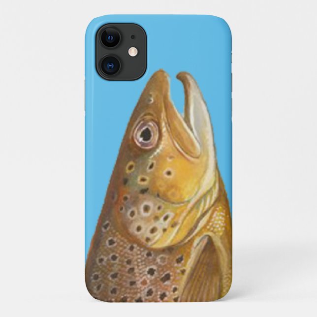 Capa Para iPhone 11 Cabeça de Peixe-Impressão de Peixe-Aranha Castanho (Verso)