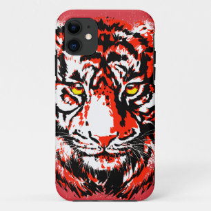 Capa Para iPhone 11 Cabeça de Tigre Vermelho Realista