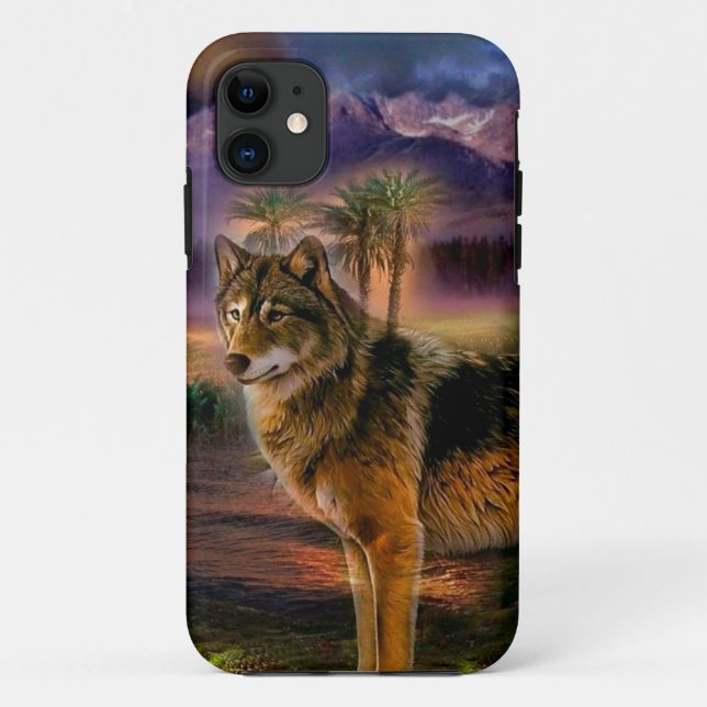 Capa Para iPhone 11 Caça ao lobo na montanha (Verso)