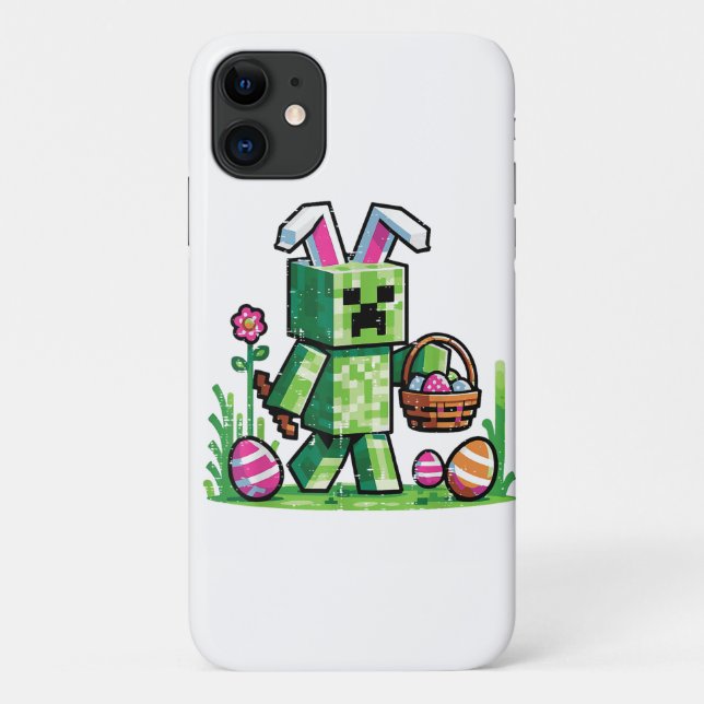Capa Para iPhone 11 Caça ao Ovo do Coelho de Páscoa Pixel Gaming (Verso)