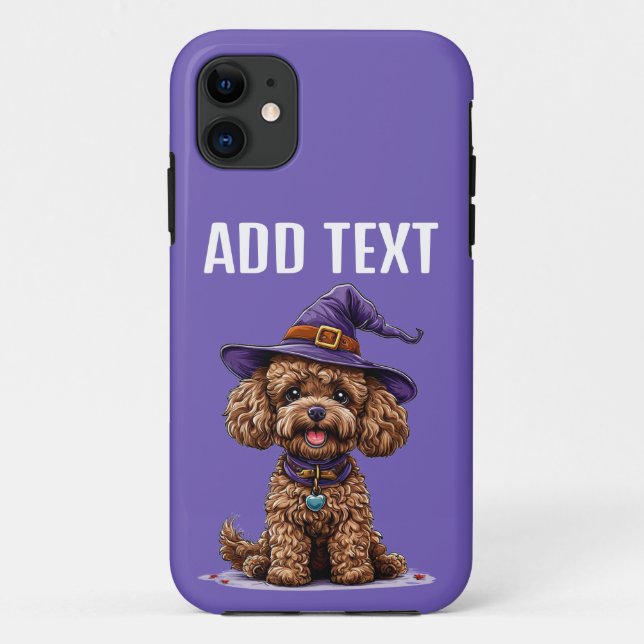 Capa Para iPhone 11 Cachorro Alegre Vestindo um Chapéu de Bruxa (Verso)