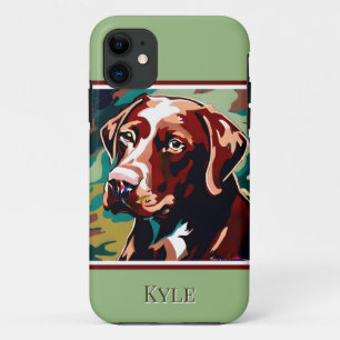 Capa Para iPhone 11 Cachorro de Chocolate na Camuflagem