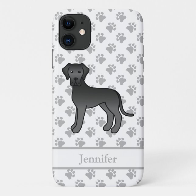 Capa Para iPhone 11 Cachorro de desenho animado fofo do Dogue Alemão p (Verso)