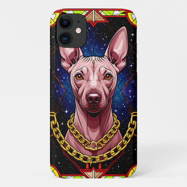 Capa Para iPhone 11 Cachorro de Vidro Arrejado com Fundo Estrelado (Verso)