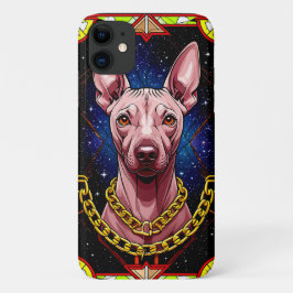 Capa Para iPhone 11 Cachorro de Vidro Colorido com um Fundo Estrelado