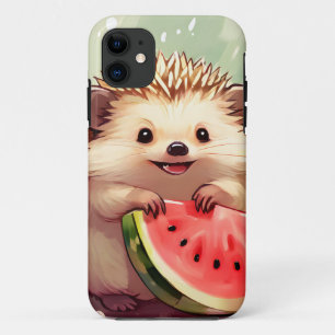 Capa Para iPhone 11 Cachorro desfrutando de uma melancia