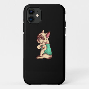 Capa Para iPhone 11 Cachorro Francês Adoro Mamãe Tatuagem Dom