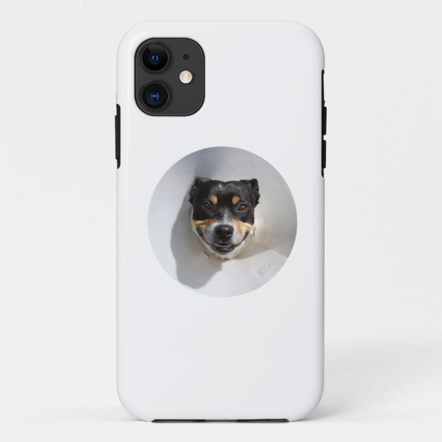 Capa Para iPhone 11 Cachorro sorridente engraçado (Verso)