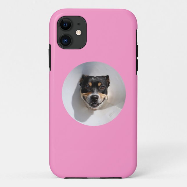 Capa Para iPhone 11 Cachorro sorridente engraçado (Verso)