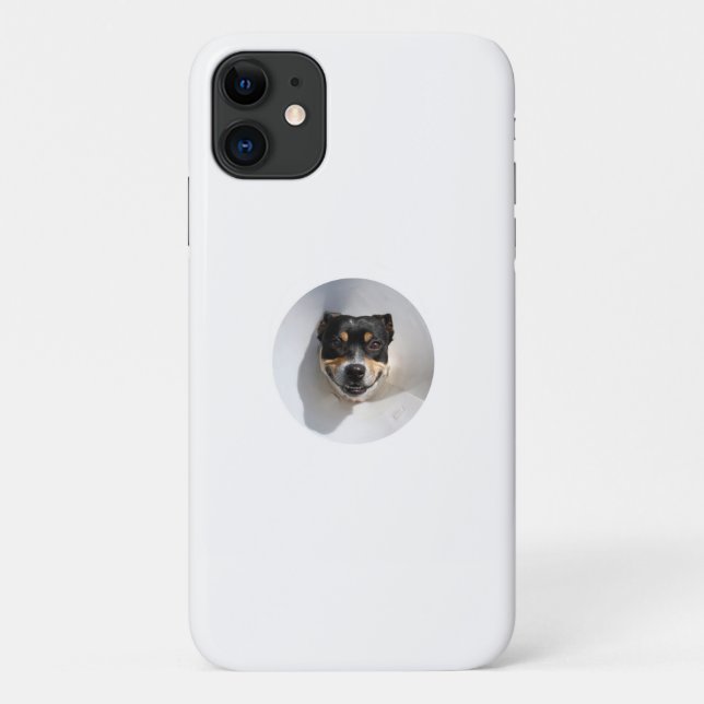 Capa Para iPhone 11 Cachorro sorridente engraçado (Verso)