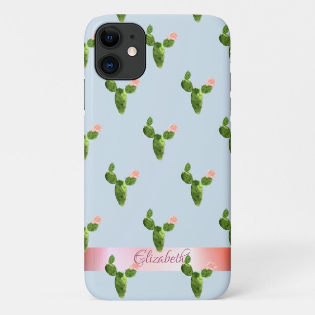 Capa Para iPhone 11 Cacto De Aquarela, Strike - Personalizado (Verso)
