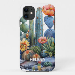 Capa Para iPhone 11 Cactos e suculentas em flor