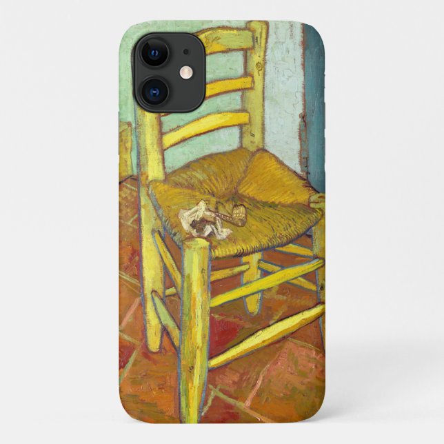 Capa Para iPhone 11 Cadeira de Vincent Van Gogh com cachimbo (Verso)