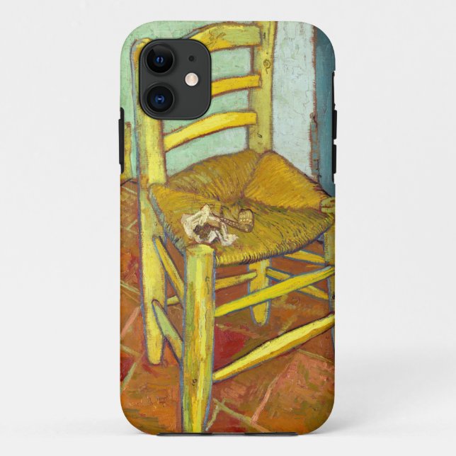 Capa Para iPhone 11 Cadeira de Vincent Van Gogh com cachimbo (Verso)