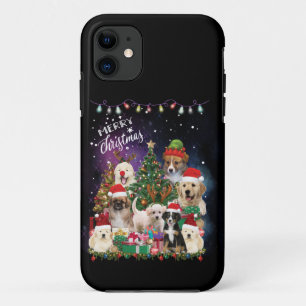 Capa Para iPhone 11 Cães Feliz Natal Luz