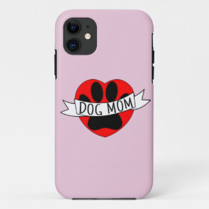 Capa Para iPhone 11 Cães Mãe Paw E Desenho De Coração Vermelho