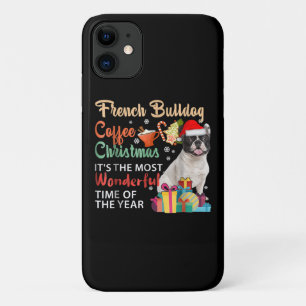 Capa Para iPhone 11 Café do Bulldog Francês Natal É Maravilhoso