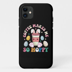 Capa Para iPhone 11 Café Me Faz tão Feliz Coelho Coelho Feliz Páscoa