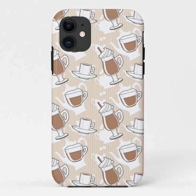 Capa Para iPhone 11 Café, teste padrão doce (Verso)