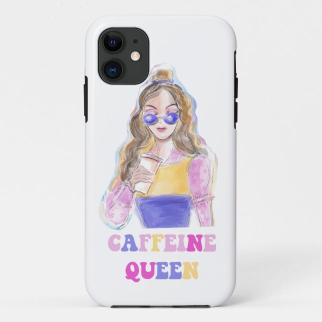Capa Para iPhone 11 Caffeine rainha amante de café (Verso)