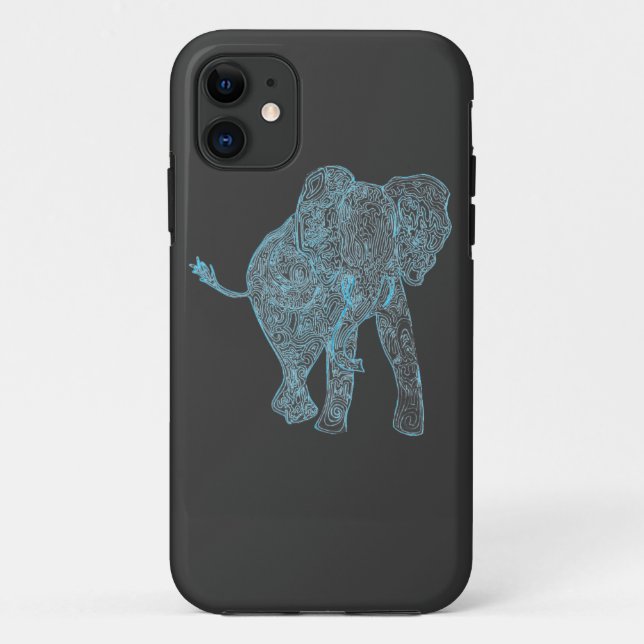 Capa Para iPhone 11 Caixa azul/cinzenta do iPhone 5 do elefante (Verso)