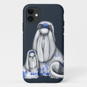 Capa Para iPhone 11 Caixa azul do iPhone 5 de Shih Tzus do salgueiro