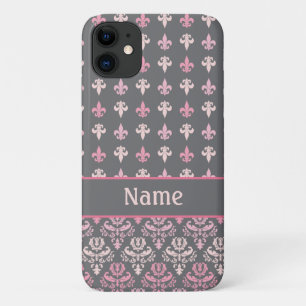 Capa Para iPhone 11 Caixa cinzenta cor-de-rosa feminino do iPhone 5 do