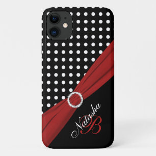Capa Para iPhone 11 Caixa do Bolinhas iPhone 11 preto monograma verme