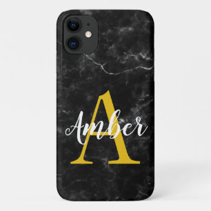 Capa Para iPhone 11 Caixa inicial de mármore preto