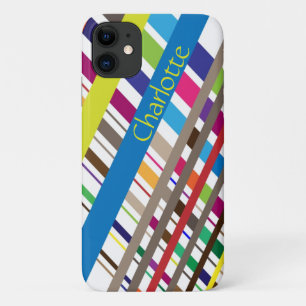 Capa Para iPhone 11 Caixa iPhone / iPad de Linhas Diagonais Multicolor