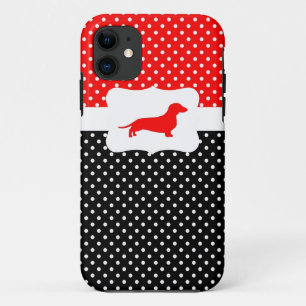 Capa Para iPhone 11 Caixa retro w/Dachshund das bolinhas