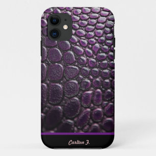 Capa Para iPhone 11 Caixa roxa da pele de cobra do falso feito sob