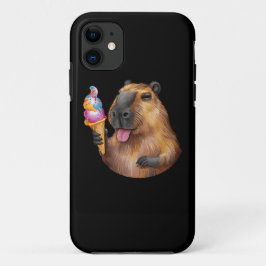 Capa Para iPhone 11 Calma Capybara com um Doce