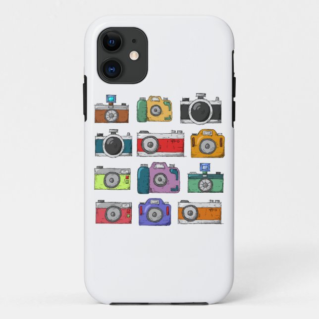 Capa Para iPhone 11 câmera desenhada à mão antiga (Verso)