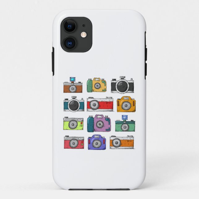 Capa Para iPhone 11 câmera desenhada à mão antiga (Verso)