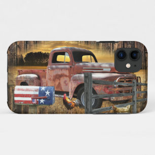 Capa Para iPhone 11 Caminhão Vermelho Antiquado Vintage Caminhão Faz