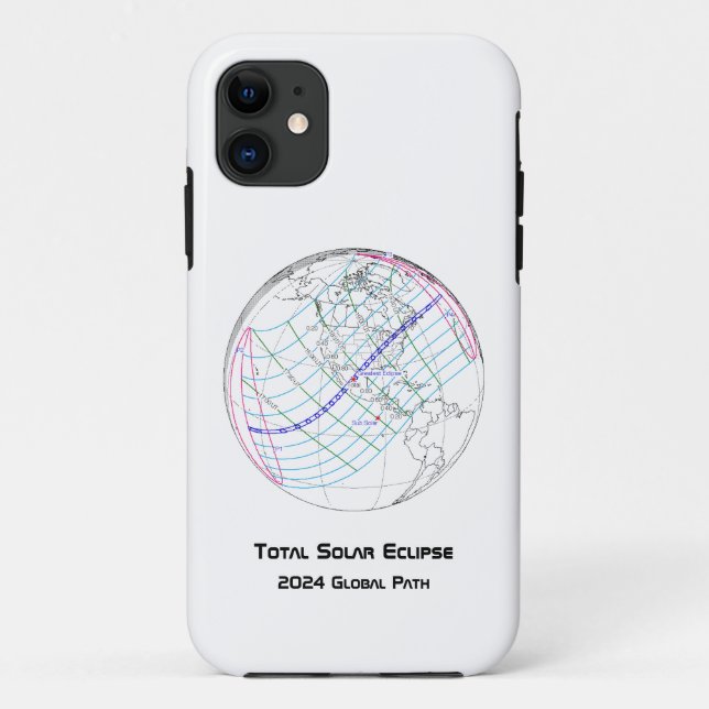 Capa Para iPhone 11 Caminho Global do Eclipse Solar 2024 (Verso)