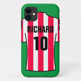 Capa Para iPhone 11 Camisa de futebol em faixas vermelhas e brancas