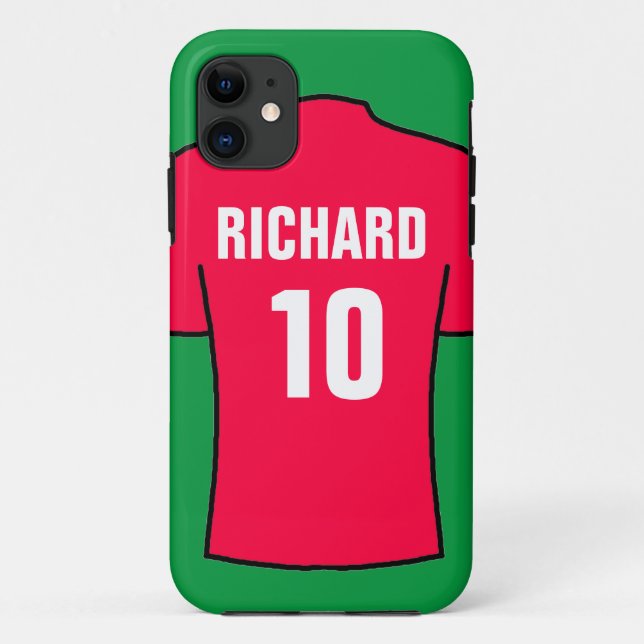 Capa Para iPhone 11 Camisa de futebol em vermelho (Verso)