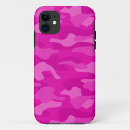 Capa Para iPhone 11 Camo cor-de-rosa chocante