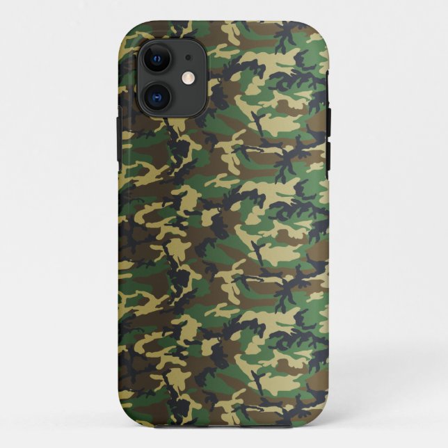 Capa Para iPhone 11 Camo Woodland Padrão Escuro (Verso)