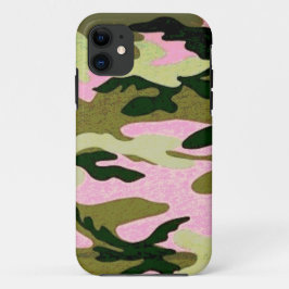 Capa Para iPhone 11 Camoflauge rosa e verde