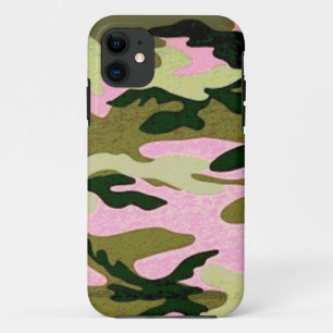 Capa Para iPhone 11 Camoflauge rosa e verde
